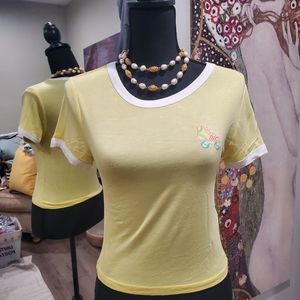 NEW S/S Pale Yellow Roller Skate Crew Neck